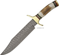 RED STAG 13 1/2" DAMASCUS BOWIE KNIFE DM-1032