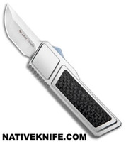 No Limit Knives Akuma OTF Automatic Knife Silver Carbon Fiber Tanto