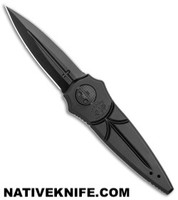 Paragon Warlock Folding Knife Black Aluminum Cross