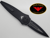 Paragon Warlock X Folding Knife Blackout Starburst 2-Tone Black Double Ought Grind