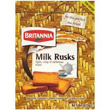 Milk Rusk for a tea break

Light, Crispy and Delicious Toast

Ingredients : wheat Flour (72%), Sugar, vegetable fat (Contains one or 

more of palm oil, Cotton Seed oil or sesame Oil), Skim Milk 

Powder(3%), Butter (1.5%), Milk(1%), Yeast, Salt, Fungal Alpha 

Amylase (Enzyme), Sodium Stearoyl 2- lactylate (emulsifier) and 

Ascorbic Acid (Anti-Oxidant).

Contains: wheat, Milk and sesame may contain peanuts and tree nuts

Net Wt. 620g (21.8 oz.) (1.3 lb.)
