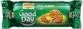 One of India's most popular cookies, these Good Day cookies are made with wheat flour, sugar, cashews and pistachios. Great for quick snacks, school lunches and quick coffee breaks.

Ingredients:- Wheat Flour, Sugar, Vegetable Oil (Palm Oil), Butter and Skimmed Milk Powder(from Cows and/or Buffalos Milk), Almond (1.6%), Pistachio (1.6%), Leavening (Ammonium Bicarbonate (E503), Sodium Bicarbonate (E500), Salt, Emulsifiers (Mono Diglycerides of Vegetable origin (E471), Soya Lecithin (E322), Artificial Flavours .