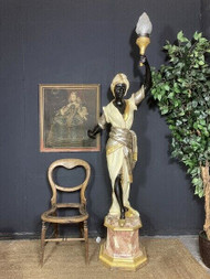 A FINE LARGE FLOOR STANDING BLACKAMOOR LAMP  ** SOLD **