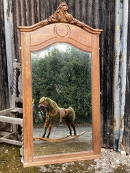A FINE LARGE FRENCH ANTIQUE OAK FRAMED DRESSING OR WALL MIRROR