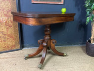 A FINE EARLY 19thC ANTIQUE MAHOGANY FOLD OVER TEA SIDE OR CONSOLE TABLE