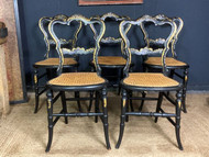 A FINE SET OF 5 ANTIQUE VICTORIAN MOTHER OF PEARL SINGLE PARLOUR CHAIRS