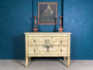 A FINE AND HIGHLY DECORATIVE PAINTED 2 DRAWER CHEST OF DRAWERS