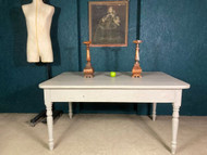 A CHARMING GOOD SIZED ANTIQUE PAINTED PINE FARMHOUSE KITCHEN DINING TABLE
