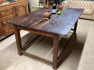 A FINE LARGE ANTIQUE COUNTRY FARMHOUSE KITCHEN REFECTORY OAK PLANK TOP TABLE