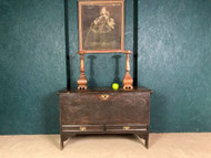 A CHARMING PETITE ANTIQUE OAK MULE CHEST COFFER OR BLANKET BOX