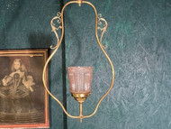 A FINE ANTIQUE VICTORIAN BRASS CONVERTED HANGING GAS LAMP LIGHT