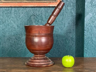 AN IMPRESSIVE OVERSIZED LARGE WOODEN PESTLE AND MORTAR