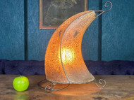 A GOOD LARGE VINTAGE MOROCCAN HENNA DECORATED PARCHMENT TABLE LAMP