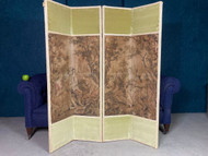 A DELIGHTFUL ANTIQUE WOVEN AND VELVET DRESSING SCREEN OR ROOM DIVIDER