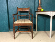 A FINE VINTAGE MAHOGANY DESK OR ELBOW CHAIR IN THE REGENCY MANNER