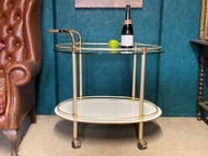 A FINE QUALITY GOLD PLATED VINTAGE ITALIAN DRINKS OR TEA TROLLEY