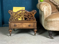 A CHARMING VICTORIAN ANTIQUE BURR WALNUT CANTERBURY MAGAZINE RACK