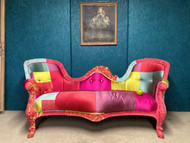 A FINE BESPOKE HIGHLY DECORATIVE PATCHWORK STATEMENT ANTIQUE VICTORIAN SOFA