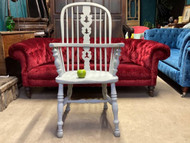 A FINE ANTIQUE LATER PAINTED WINDSOR ARMCHAIR