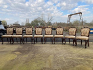 A FINE SET OF 8 ANTIQUE TAPESTRY EFFECT DINING CHAIRS