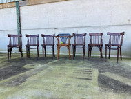 A GOOD SET OF 7 VINTAGE STYED CAFE KITCHEN DINING CHAIRS