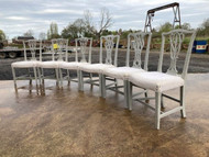 A GOOD SET OF 6 EARLY ANTIQUE PAINTED DINING CHAIRS FOR UPCYCLING