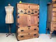 A FINE ORIENTAL CHINESE STORAGE SIDE CABINET IN THE CAMPAIGN MANNER
