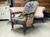A CHARMING ROSEWOOD AND TAPESTRY EARLY 19th CENTURY ANTIQUE ARMCHAIR