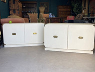 A PAIR OF MID CENTURY STACKABLE CAMPAIGN MODULAR STORAGE CABINETS