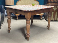 A CHARMING GENUINE ANTIQUE VICTORIAN PINE SCRUB TOP SCULLERY TABLE