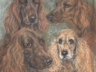 A CHARMING LARGE PASTEL STUDY OF SPANIELS by MARJORIE COX