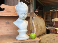 A FINE GOOD SIZED ANTIQUE RECONSTITUTED STONE SCULPTURE BUST STUDY OF A CHILD