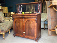 A FINE MID VICTORIAN ENGLISH COUNTRY HOUSE CHIFFONIER DRINKS SIDE CABINET