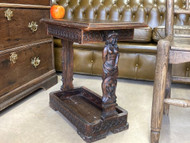 A CHARMING ANTIQUE COUNTRY HOUSE CARVED WOOD SIDE TABLE
