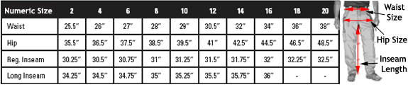 5 11 Tdu Pants Size Chart