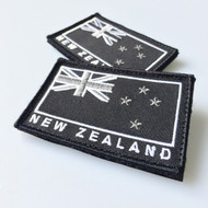 Embroidered New Zealand Flag Patch w/Velcro Backing Grey