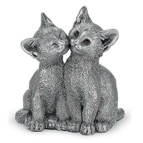 Comyns Sterling Silver:  Filled Figurine - Kittens Kissing 8 cm