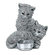 Comyns Sterling Silver:  Kittens with Robin - 7 cm
