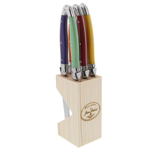 Laguiole Jean Dubost Maison Mixed Colour 6 piece Steak Knife Block Set
