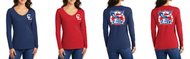 CARTER LAKE ELEMENTARY LADIES RINGSPUN LONGSLEEVE V-NECK T-SHIRT LPC450VLS