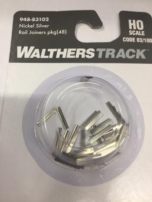 948-83102 HO Scale Walthers Track Rail Joiners (48) Code 83/100