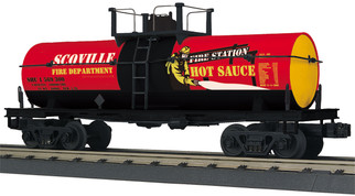 30-73577 O Scale MTH RailKing Smoking Tank Car-Fire station Hot Sauce #1569300