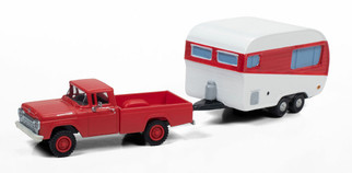 40017 HO Scale Classic Metal Works Mini Metals 1960 Ford 4x4 + '50's Camper Trailer