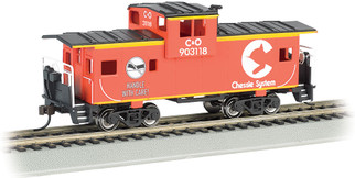 17707 HO Scale Bachmann Chessie #903118-Orange-36' Wide Vision Caboose