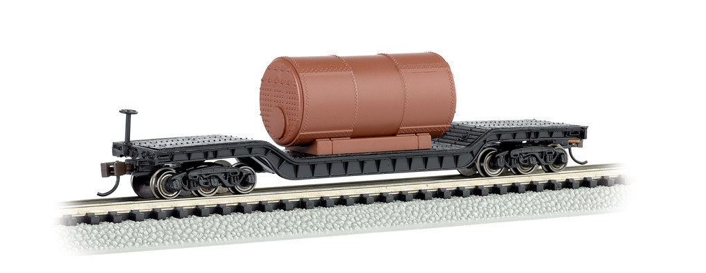 71395 N Scale Bachmann 52' Center-Depressed Flat Car with Boiler - T and K  Hobby