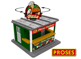 39121 O Scale Bachmann Pizza Stand w/Light Kit