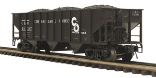 20-97964 O Scale MTH Premier 70-Ton 3-Bay Hopper-Chesapeake & Ohio
