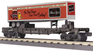 30-76856 O Scale MTh RailKing Flat Car w/40' Trailer-Carling Black Label
