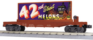 30-76859 O Scale MTH RailKing Flat Car w/Billboard-New York Central(42nd Street Melons)