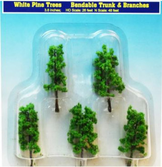 RIH024103 HO Scale White Pine Trees 3.6"